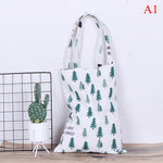 1x Pine cactus linen bag tote ECO shopping outdoor canvas shoulder bags