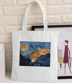 Van Gogh Graphic Cartoon Printed Canvas Shoulder Bag Female Harajuku Ulzzang Funny Large-capacity Eco Environmental Shopper Bag
