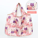 Fashion Printing Foldable Eco-Friendly Shopping Bag Tote Folding Pouch Handbags Convenient Large-capacity for Travel Grocery Bag