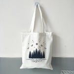 Ladies Handbags Cloth Canvas Tote Bag Dark Forest Print Shopping Travel Women Eco Reusable Shoulder Shopper Bags Bolsas De Tela