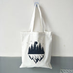 Ladies Handbags Cloth Canvas Tote Bag Dark Forest Print Shopping Travel Women Eco Reusable Shoulder Shopper Bags Bolsas De Tela