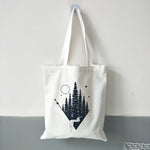 Ladies Handbags Cloth Canvas Tote Bag Dark Forest Print Shopping Travel Women Eco Reusable Shoulder Shopper Bags Bolsas De Tela