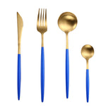 White Gold Cutlery Set Western 304 Stainless Steel Tableware Home Spoon Fork Knife Chopsticks Kit Dinnerware Sets tableware