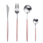 White Gold Cutlery Set Western 304 Stainless Steel Tableware Home Spoon Fork Knife Chopsticks Kit Dinnerware Sets tableware