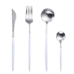 White Gold Cutlery Set Western 304 Stainless Steel Tableware Home Spoon Fork Knife Chopsticks Kit Dinnerware Sets tableware