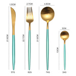 White Gold Cutlery Set Western 304 Stainless Steel Tableware Home Spoon Fork Knife Chopsticks Kit Dinnerware Sets tableware